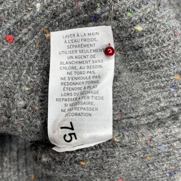 Something Navy Cable Knit Sweater Womens Small Gray Puff Shoulder Speckled Wool - Picture 7 of 14